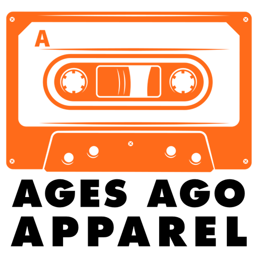 Ages Ago Apparel logo: an orange cassette tape